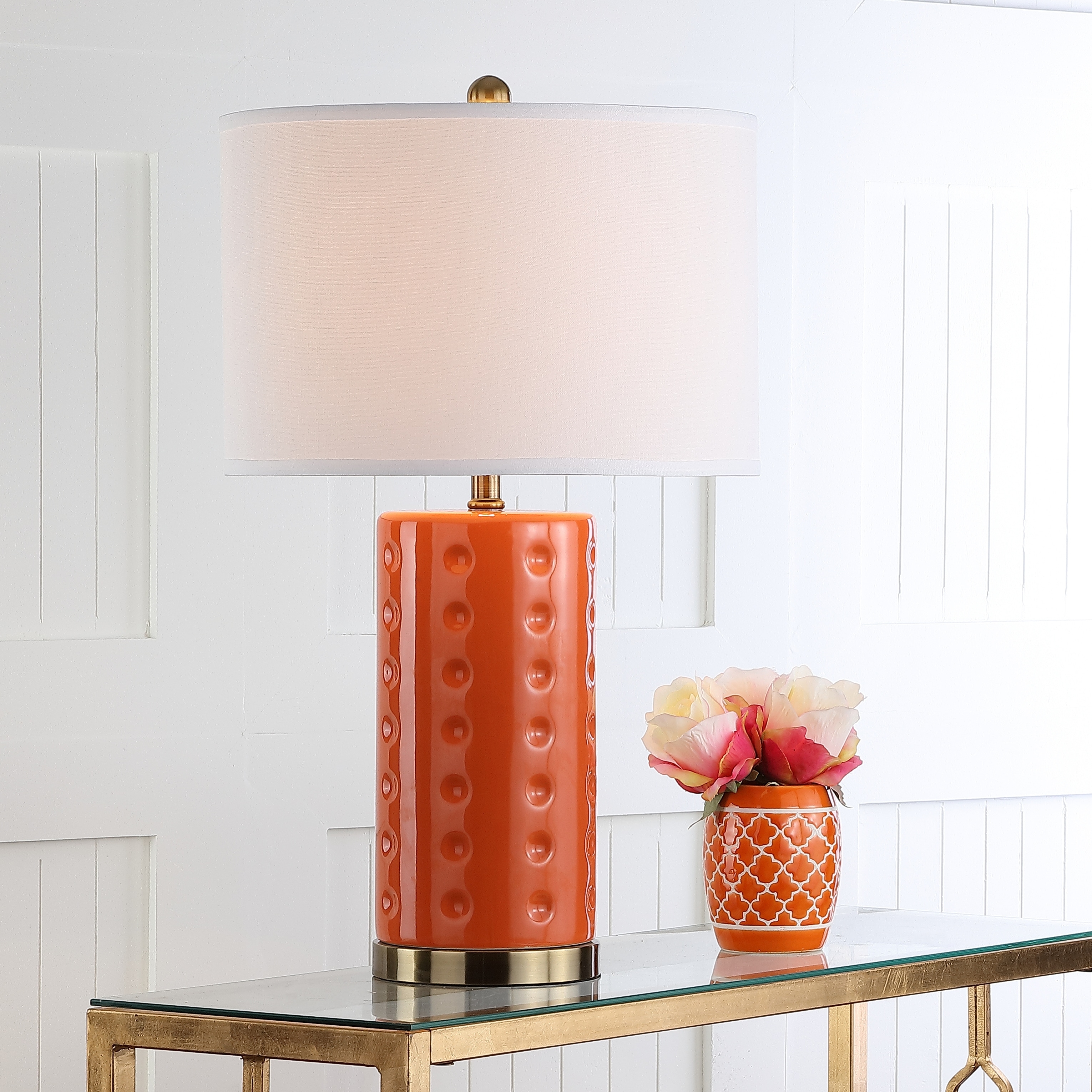 SAFAVIEH Lighting Tisha Glam Ceramic Table Lamp Set of 2, 26-Inch - 15Wx15Dx26H