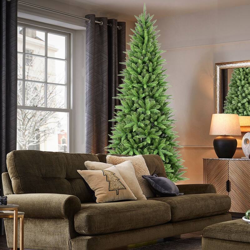 4FT Slim Christmas Tree-424 Tips,PE+PVC Branches, Hinged Design for Easy Setup