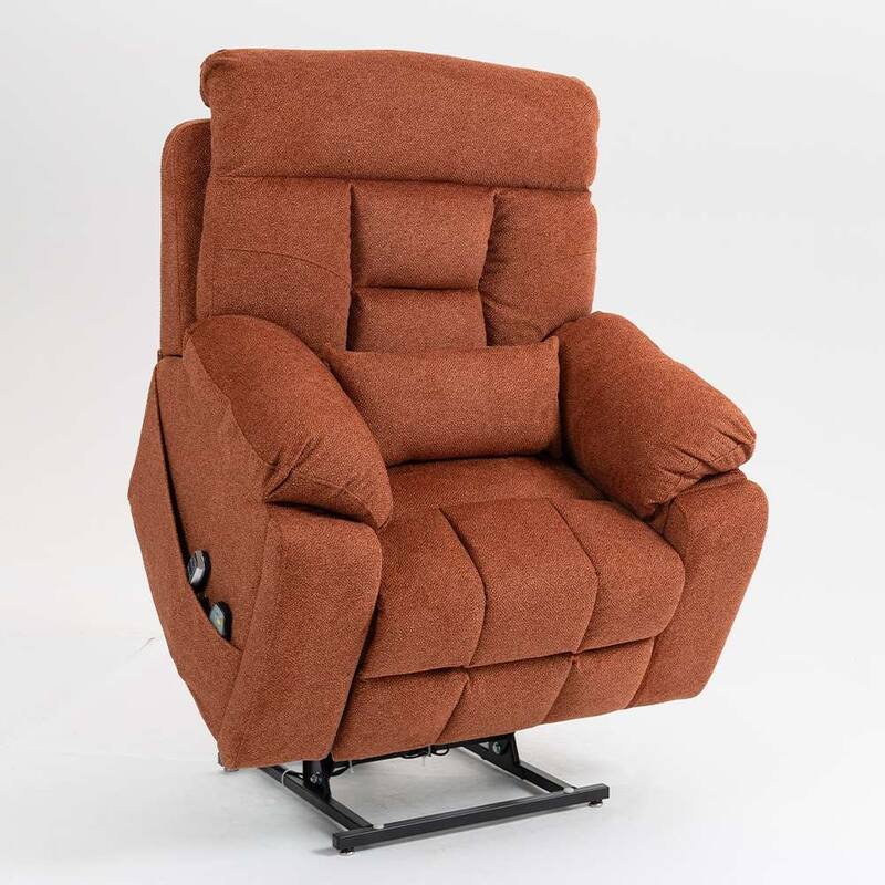 Upgraded Flagship 4-Motor Independent Control Oversized 180° Lay Flat Chenille Power Lift Recliner Chair