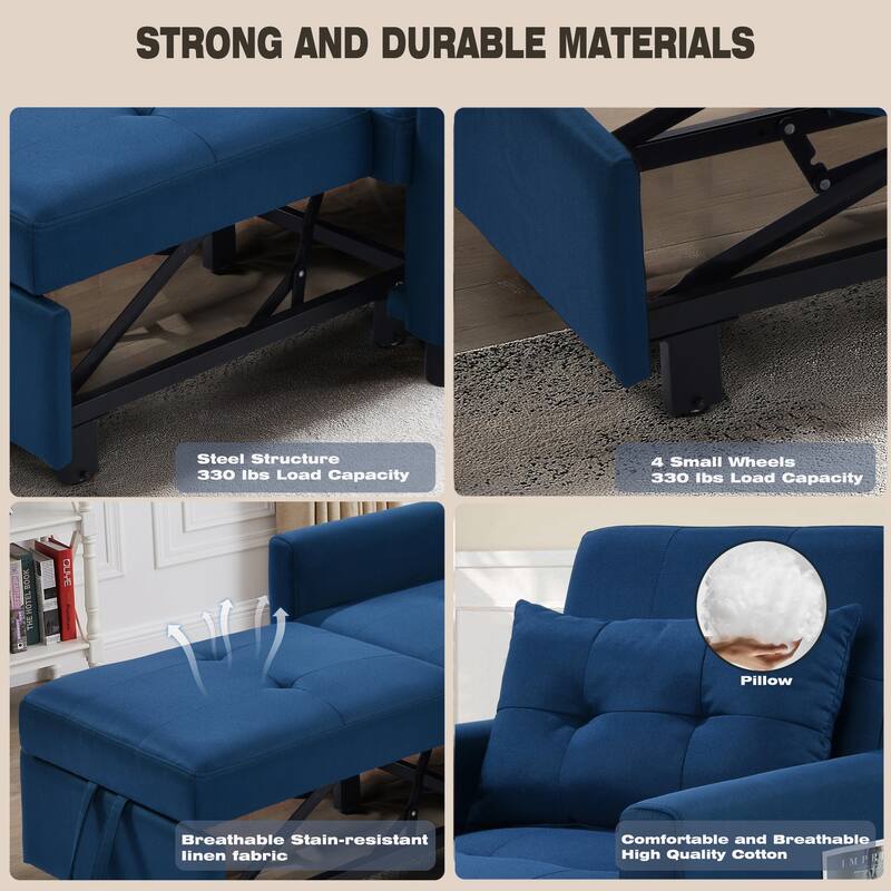 Single Sofa Bed with Pullout Sleeper with 1pc Lumbar pillow