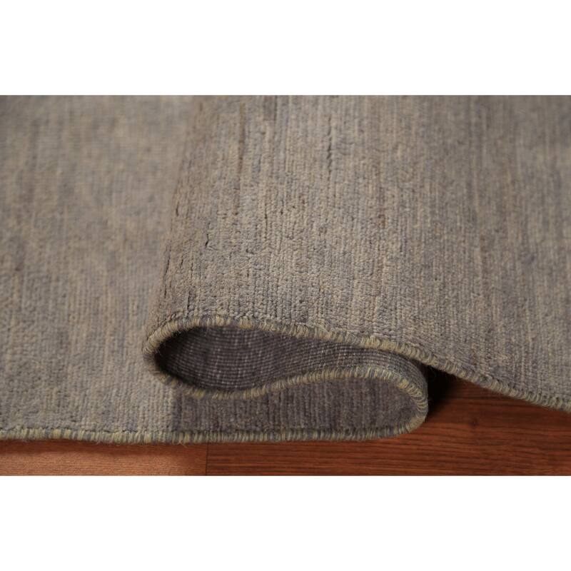 Beige & Gray Gabbeh Modern Rug Handmade Solid Wool Carpet - 2'9" x 4'1"