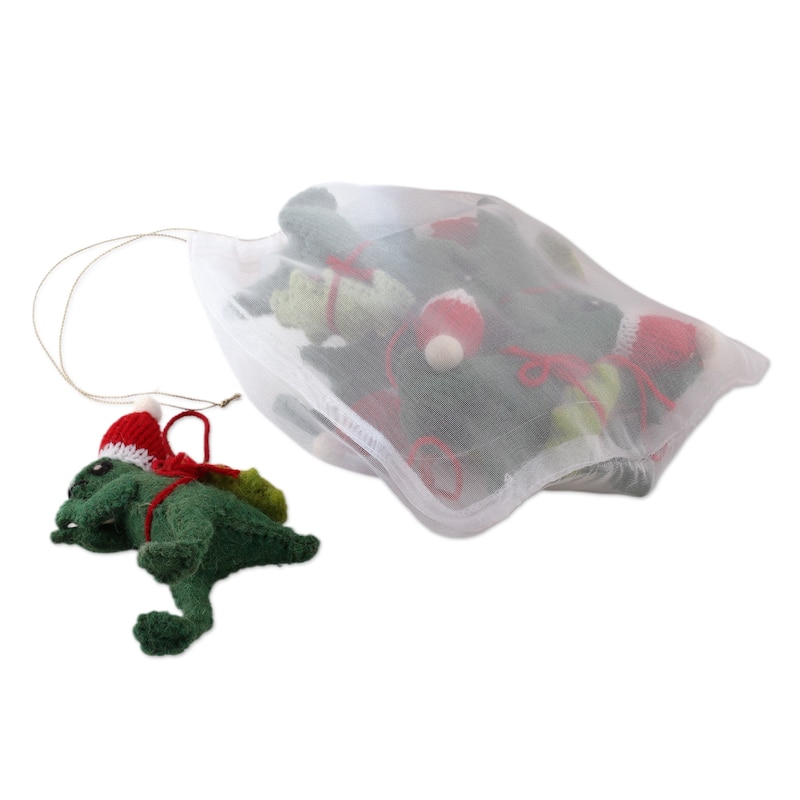 Novica Handmade Dashing Dinos Wool Felt Ornaments (Set Of 6)
