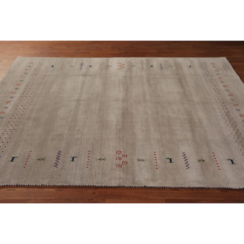 Tribal Gabbeh Oriental Area Rug Hand-Knotted Wool Carpet - 5'9" x 7'9"