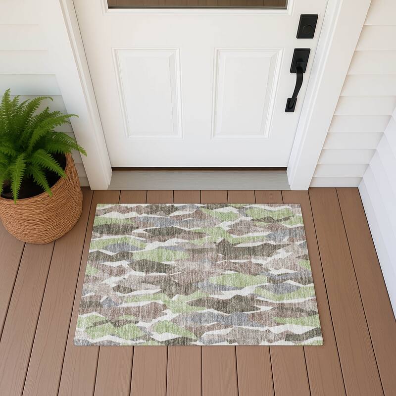 Machine Washable Indoor/ Outdoor Contemporary Dylan Chantille Rug - Mocha - 1'8" x 2'6"