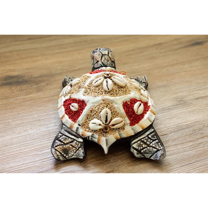 Wooden Tortoise Turtle Home Decor Sculpture Statue Wall Hanging Handmade Seaside Tropical Nautical Ocean Coastal