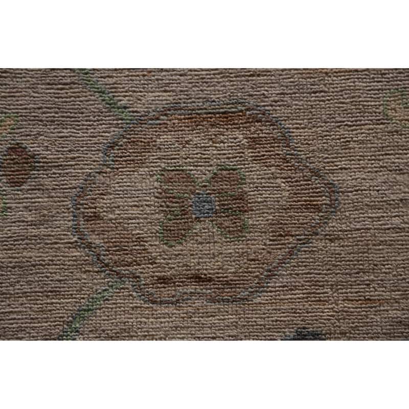 Hand Knotted Oriental 100% Wool Carpet Transitional All-Over Beige & Ivories Oushak Area Rug - 9' 9'' X 8' 1''