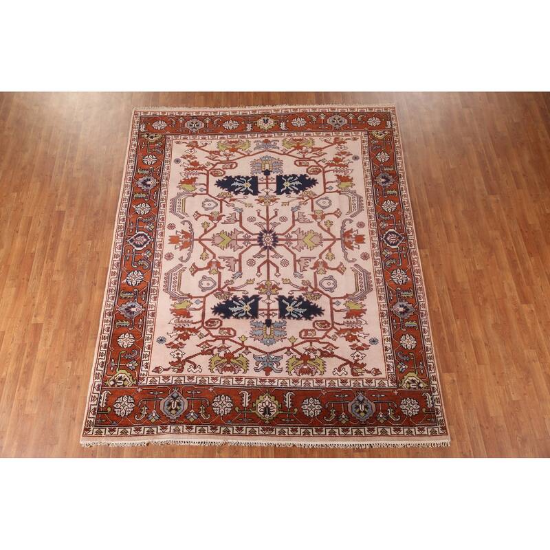 Transitional Pink Oushak Area Rug Handmade Oriental Wool Carpet - 7'10"x 9'10"