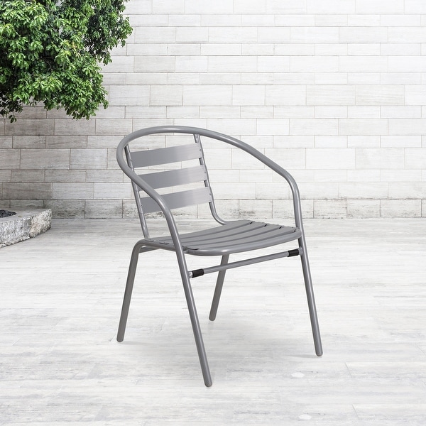 Metal Restaurant Stack Chair with Aluminum Slats. Opens flyout.