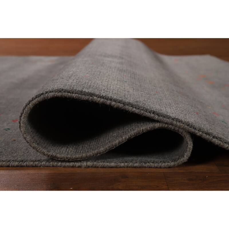 Hand Knotted Oriental 100% Wool Carpet Tribal Tribal Greys & Charcoal Gabbeh Area Rug - 8' 3'' X 5' 1''