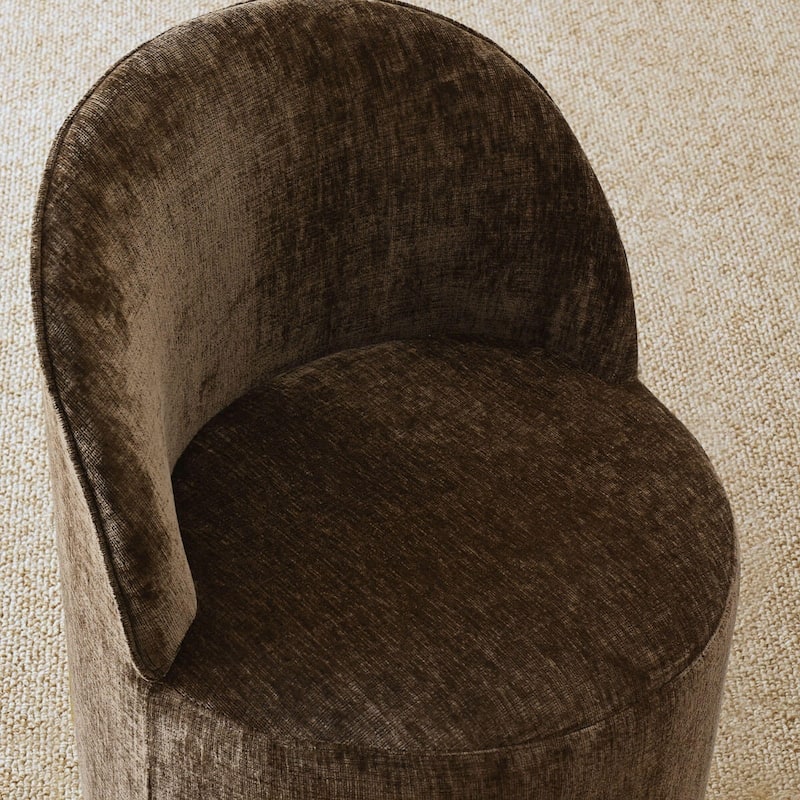 Chenille Upholstered Dining Chair with Wheels (Set of 2)