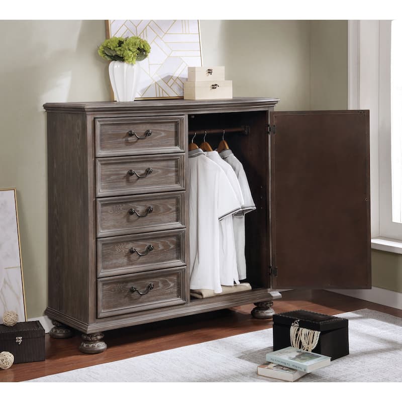 Dileep Transitional Mirrored Door 5-Drawer Armoire by Furniture of America