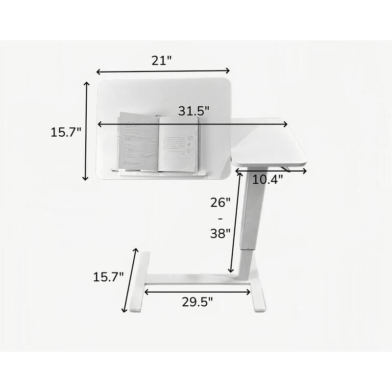 Overbed Bedside Desk Mobile Rolling Laptop Stand Tilting Overbed Table with Wheels Height Adjustable Tray Table