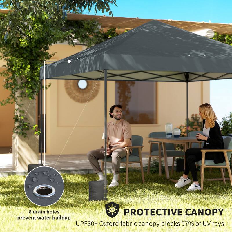 Outsunny 10 x 10 ft Pop Up Canopy Tent with One Push Setup, Easy Setup Outdoor Portable Instant Canopy Shelter