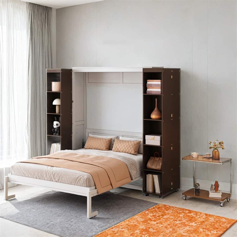 Queen Murphy Bed Wall Bed with Storage Doors