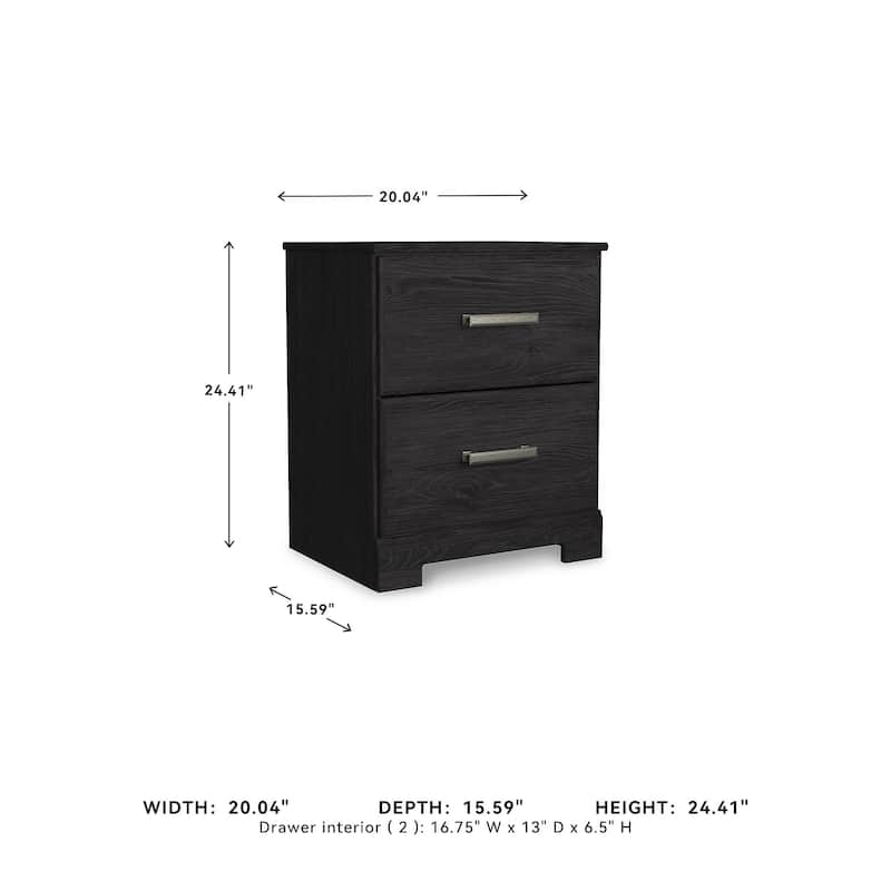 Belachime Black Two Drawer Nightstand