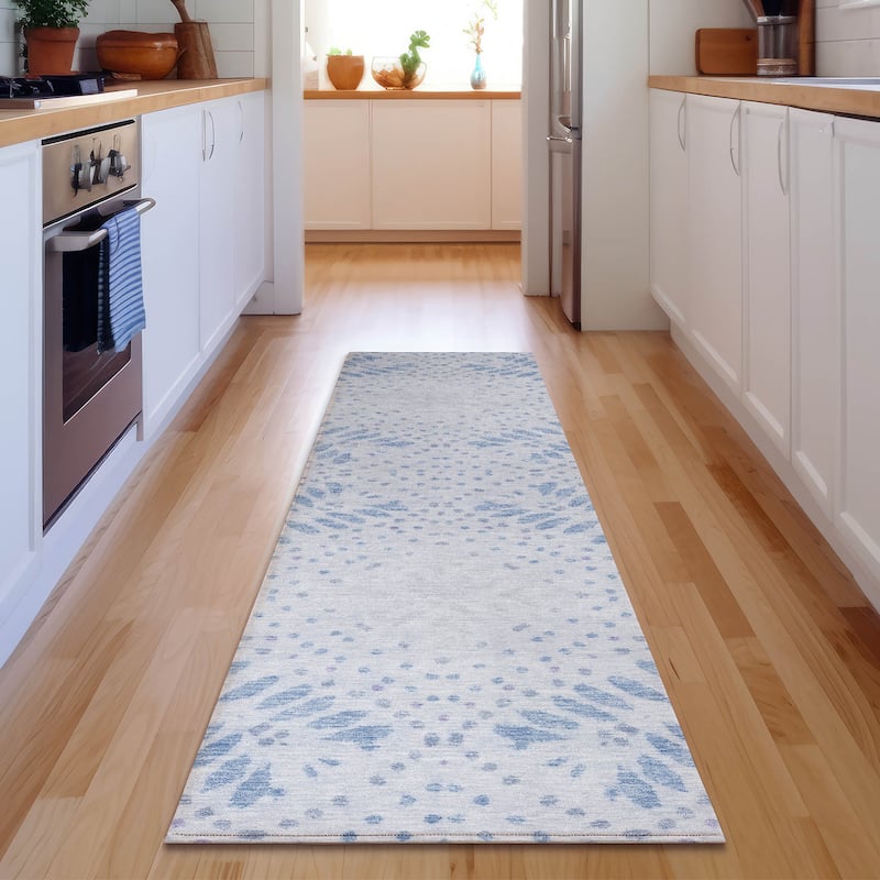 Premium Washable Super Soft Modern Brinley Mayfield Rug - Blue - 2' 3" x 7' 6" - Runner