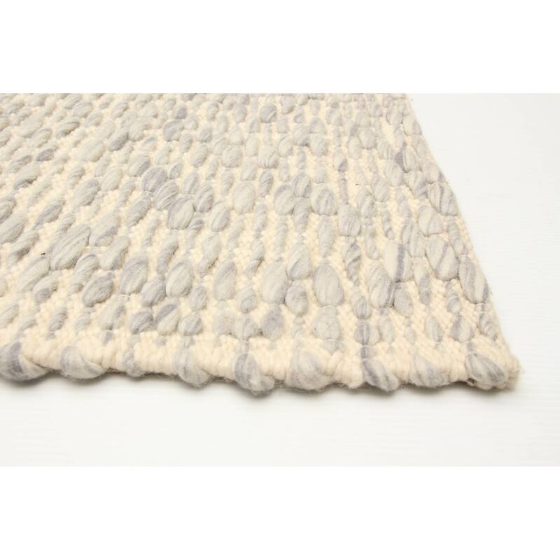 ECARPETGALLERY Braid weave Sienna Grey Wool Rug - 5'1 x 8'2
