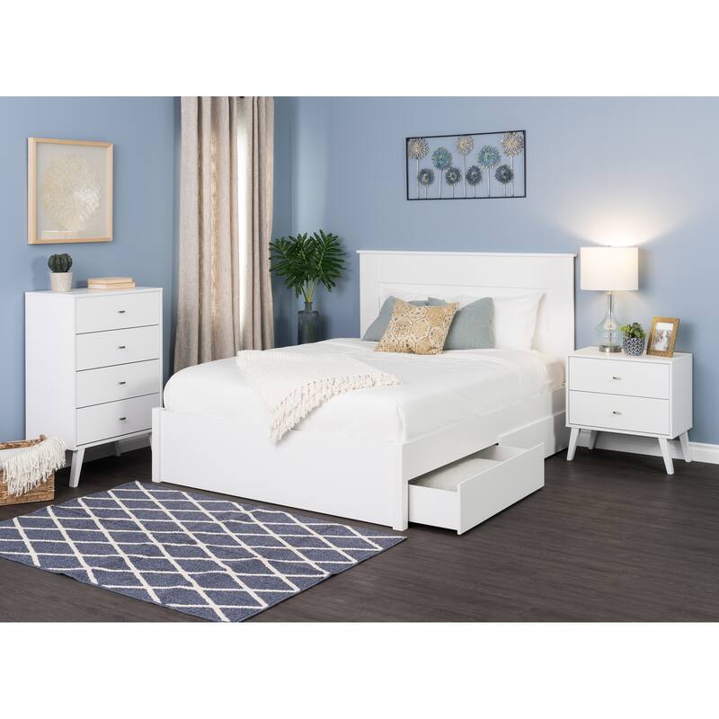 Prepac Milo Mid-Century Modern 4 Drawer Chest of Drawers, Contemporary Bedroom Furniture, Small Dresser for Bedroom