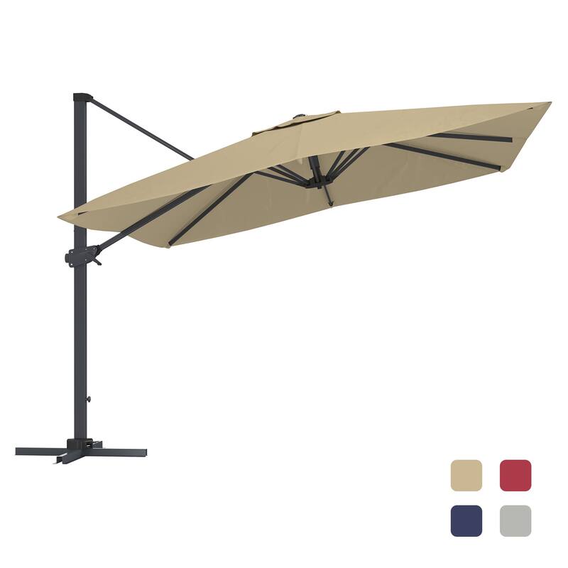 10FT Square Cantilever Patio Umbrella with Base