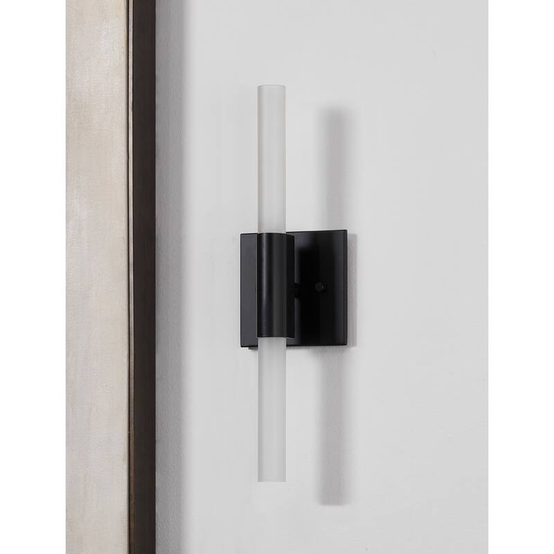 Industrial Style Wall Sconce with Tubular Shade - 7.75" - Black and White