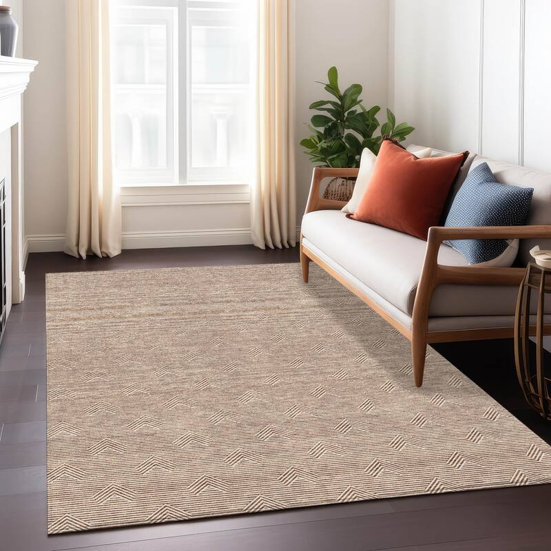 Machine Washable Indoor/ Outdoor Chantille Contemporary Stripe Rug