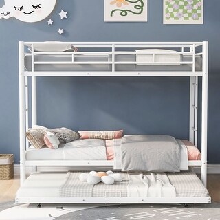 White Twin over Twin Bunk Bed with Trundle - Bed Bath & Beyond - 39028918