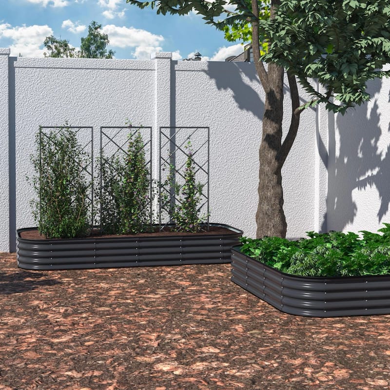 VEIKOUS Modular Metal Raised Garden Bed, Corrosion-Resistant Steel, Outdoor Planter Box for Vegetables, Flowers & Herbs