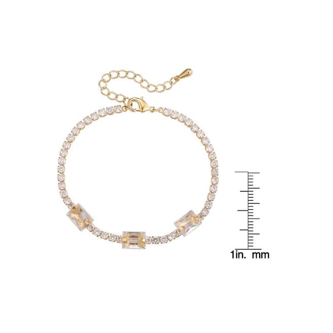 Victoria Townsend Gold Plated Cubic Zirconia Emerald Cut Line Bracelet