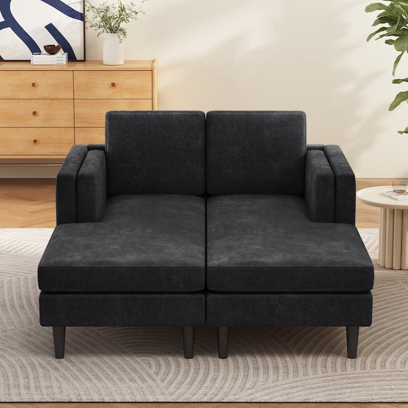 Christopher Knight Home - Alora Modern Upholstered Chaise Lounge Sofa Bed with Dual-Layer Armrests and Flexible Layout Design
