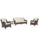 preview thumbnail 35 of 50, 4 Piece Outdoor High Back Wicker Patio Conversation Furniture Sets