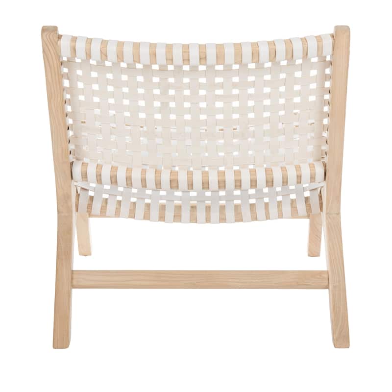SAFAVIEH Theodora Leather Woven Accent Chair - 25.2" W x 31.5" L x 26.8" H - 25Wx31Dx27H