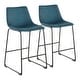 preview thumbnail 8 of 20, Carbon Loft Richard Industrial Counter Stool (Set of 2) blue fabric/black stitch