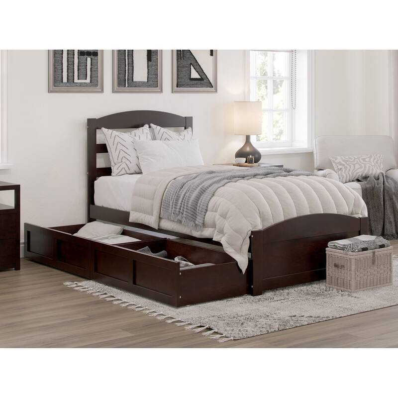 Warren Platform Bed with Footboard and 2 Storage Drawers - Espresso - Twin XL