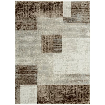 Everwash Treasure Creed Modern Geometric Machine Washable Area Rug, Brown/Beige