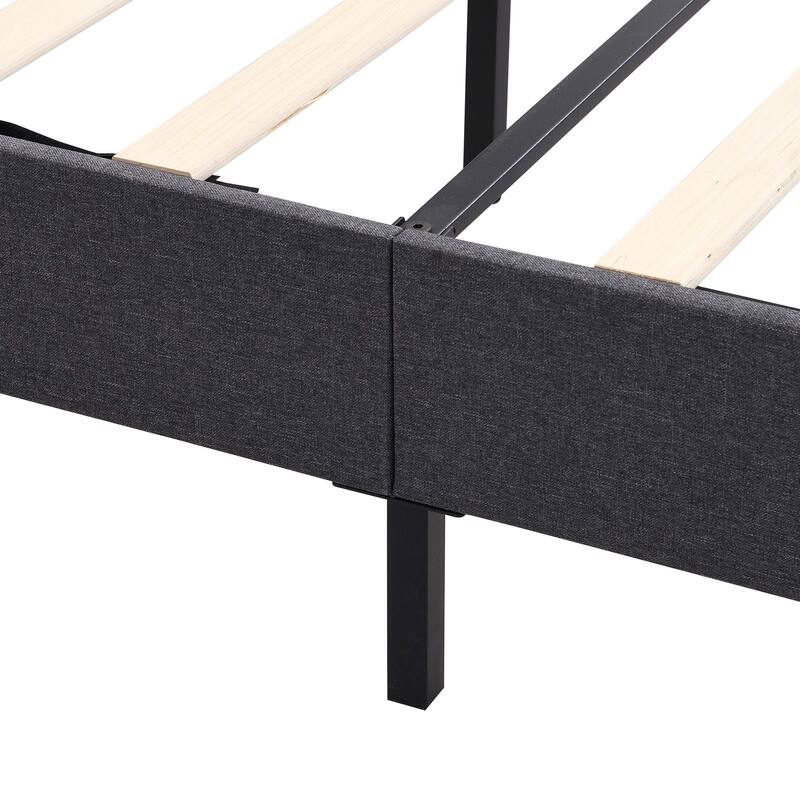Platform Bed Frame with Fabric Upholstered Headboard