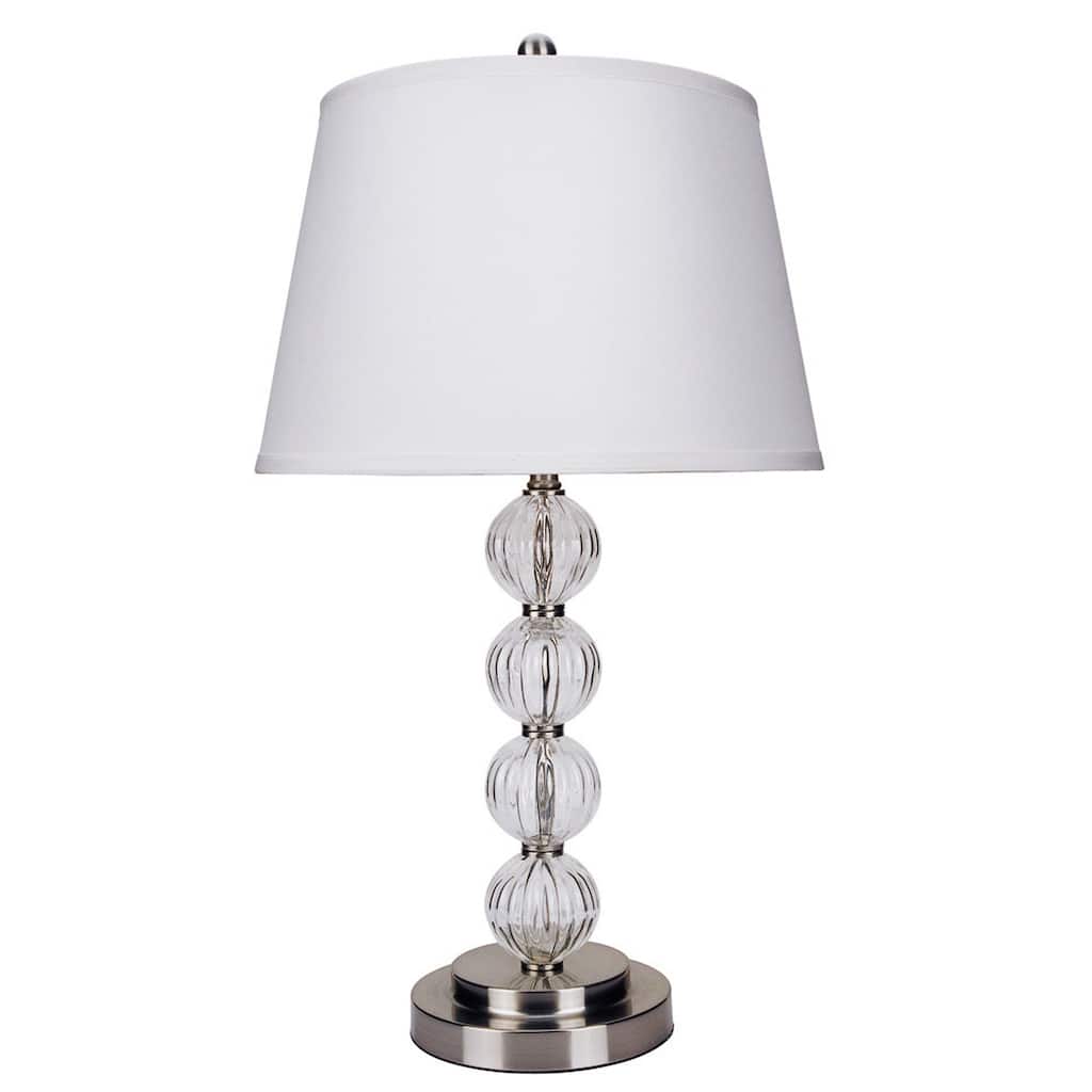 Asian Table Lamp - 28.5" Tall Glass Orb Lamp with Nickel Finish & 3-Way Switch