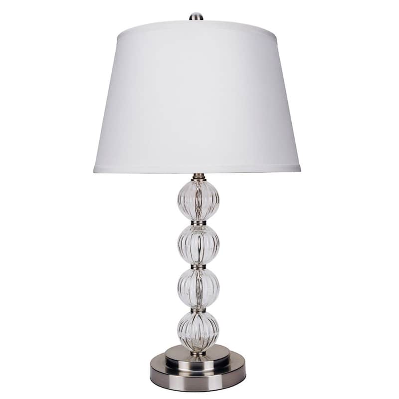 Asian Table Lamp - 28.5" Tall Glass Orb Lamp with Nickel Finish & 3-Way Switch