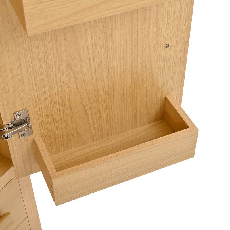 70" Wooden Kitchen Pantry Cupboard with 6 Door Shelves and 3 Drawers