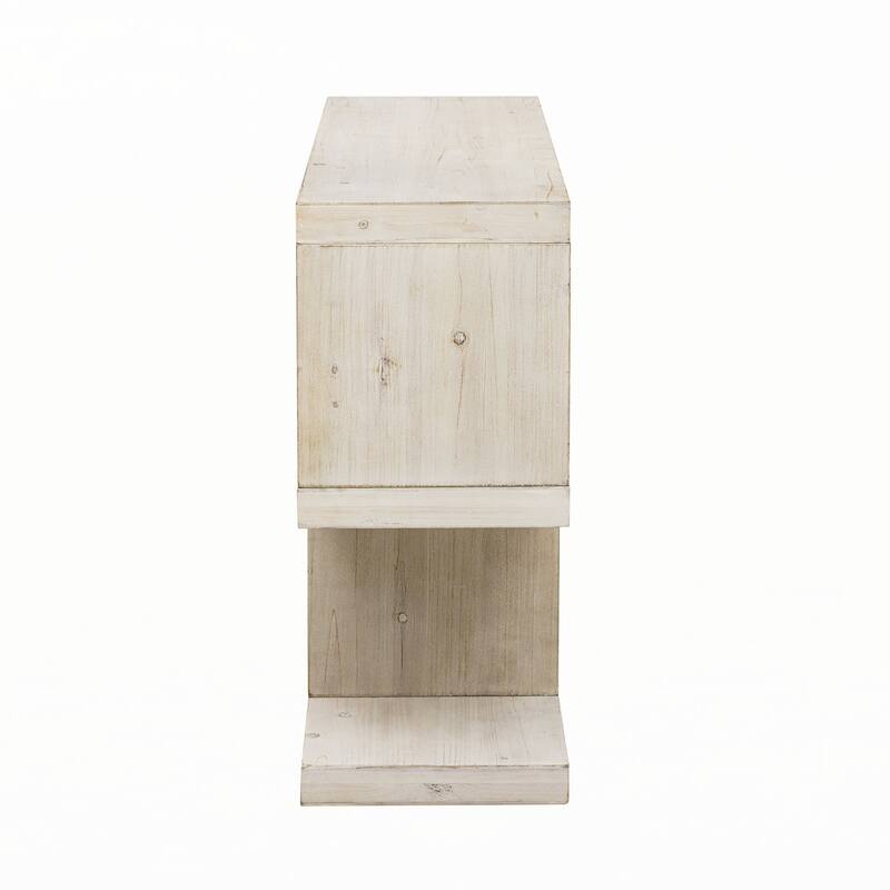 Retro Entryway Table with 2-Tier Open Shelf(Natural)