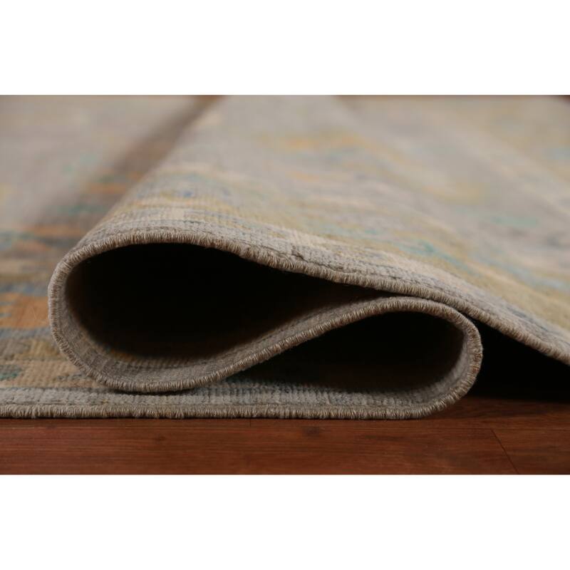 Hand Knotted Oriental 100% Wool Carpet Transitional All-Over Greys & Charcoal Oushak Area Rug - 11' 11'' X 9' 2''