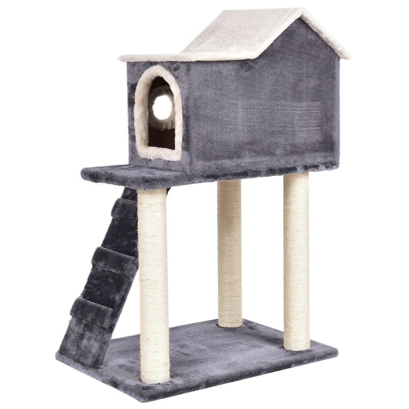 36" Tower Condo Scratching Posts Ladder Cat Tree - Grey