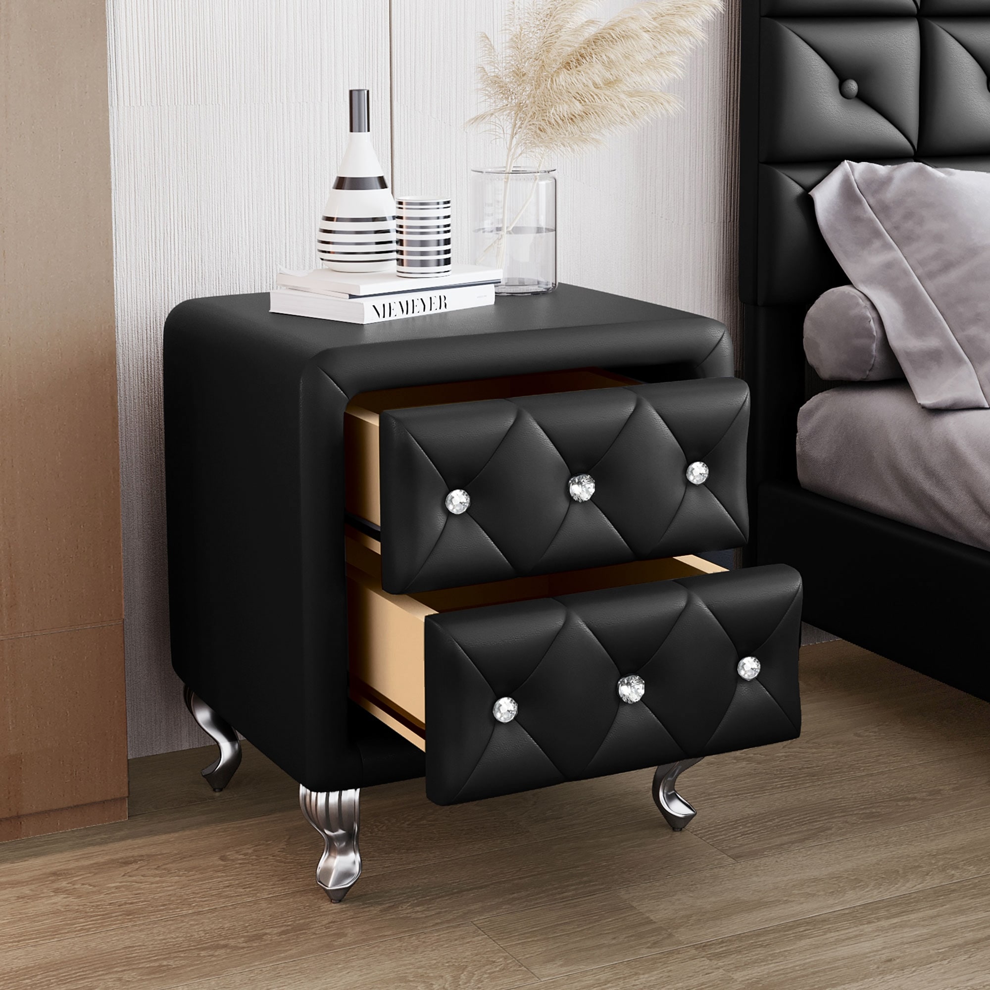 Faux leather shop nightstand