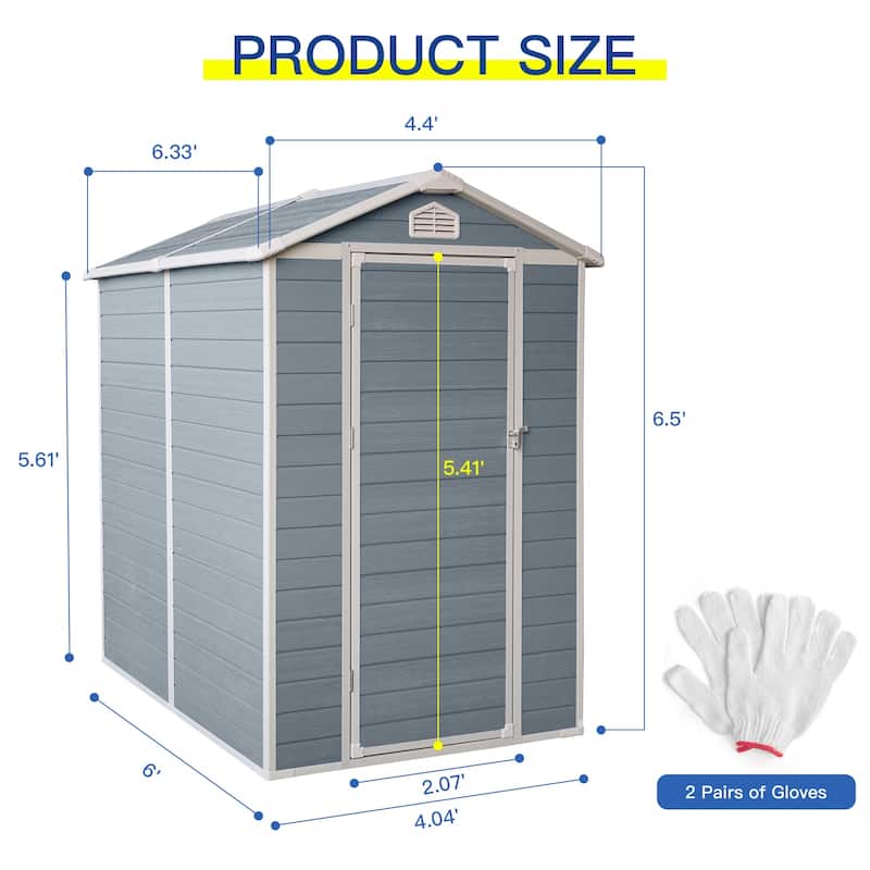 6x4ft Resin Outdoor Storage Shed Kit-Perfect to Store Patio Furniture