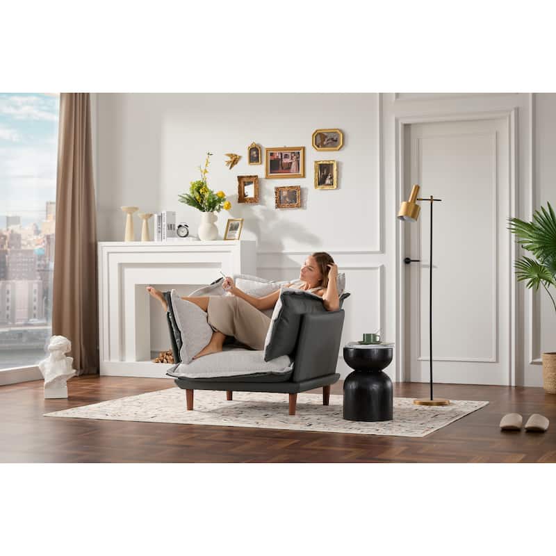 Modern Style Chenille Oversized Armchair Accent Chair Single Sofa Lounge Chair for Living Room, Bedroom - Blue Gray