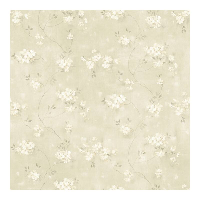 Chesapeake Braham Taupe Floral Trail Wallpaper - 20.5 x 396 x 0.025