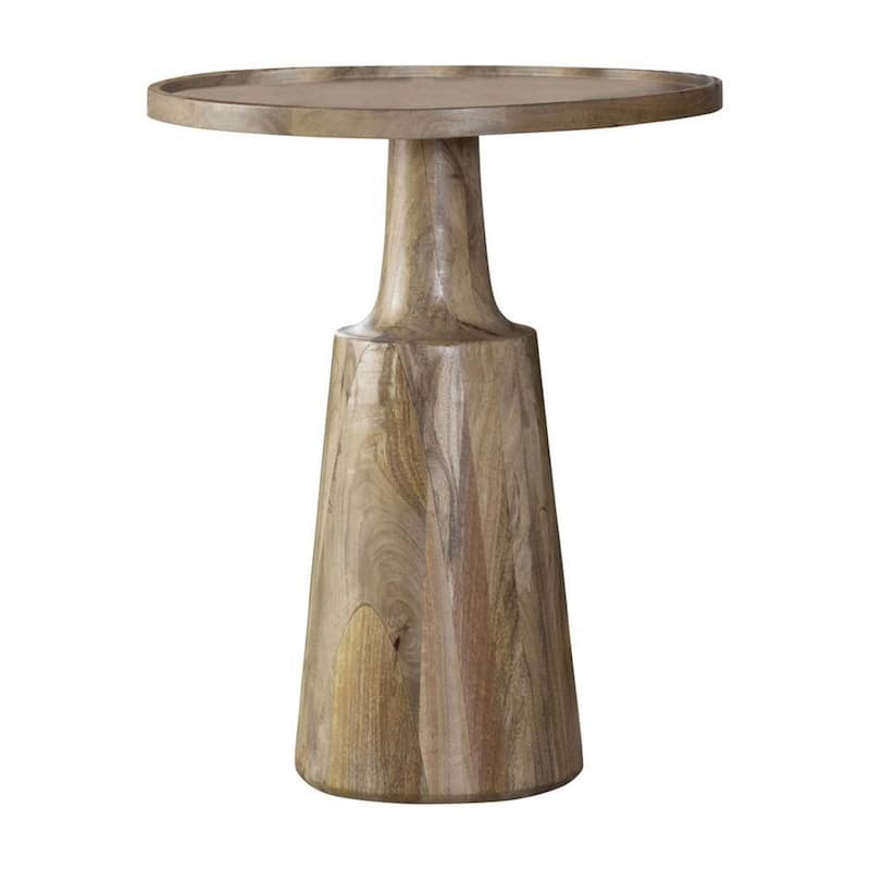 Coch 24 Inch Artisan Accent Table with Round Tabletop Tapered Base Brown
