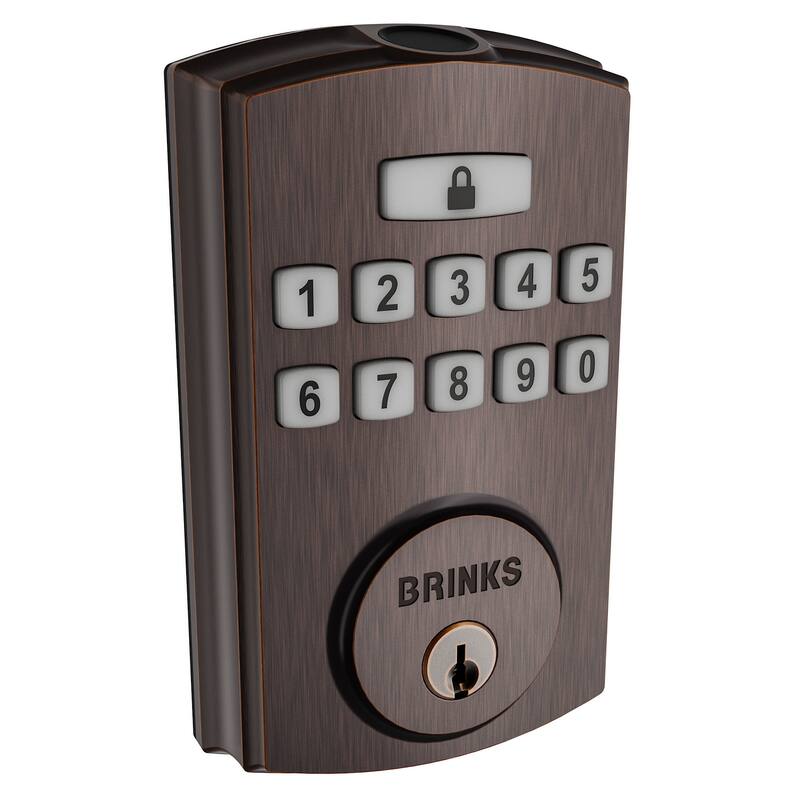 Brinks 4392 Brinks Electronic Fingerprint and Keypad Deadbolt Lock - Tuscan Bronze