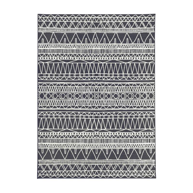My Magic Carpet Machine Washable Rug Chelsea Tribal Aztec Dark Grey