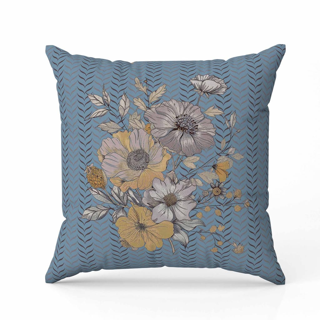 Misty Meadows Faux Suede Reversible Throw Pillow Muted and Blue