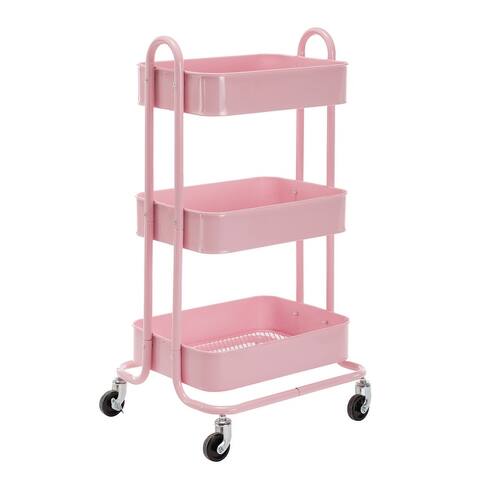 3-layer metal utility trolley with wheel storage rack storage trolley